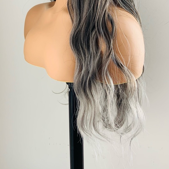 Very Pretty Slate Grey Mix Synthetic Wig with Bangs - Picture 9 of 11